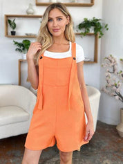 Double Take Full Size Textured Shortalls | Shortalls Daverri Fashions