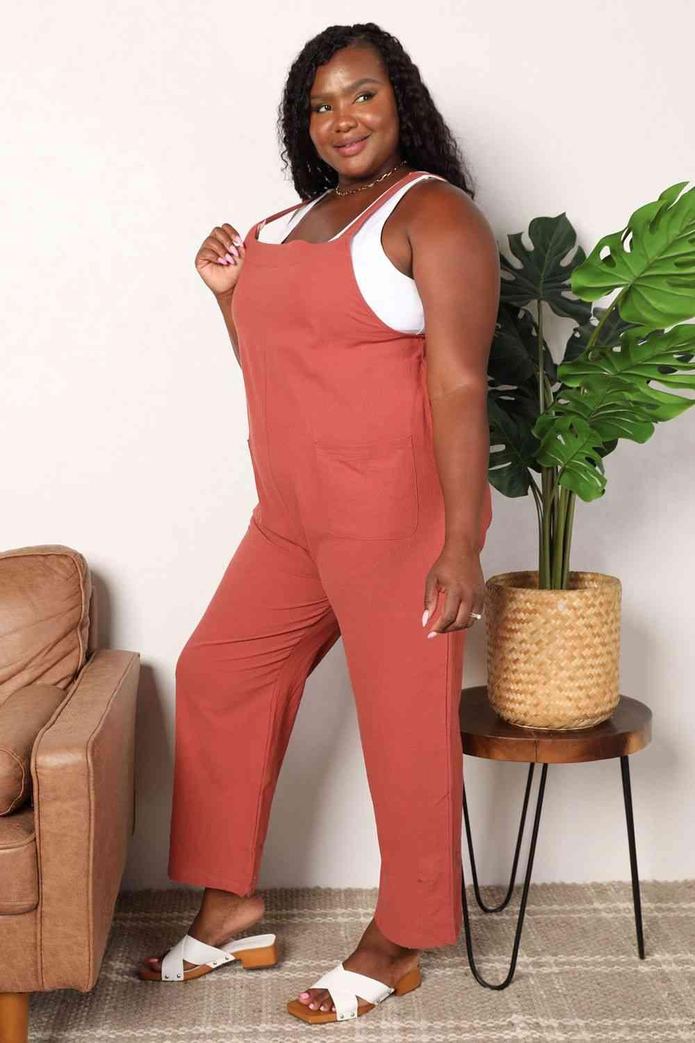 Perfee Wide Leg Overalls with Front Pockets | Daverri Fashions