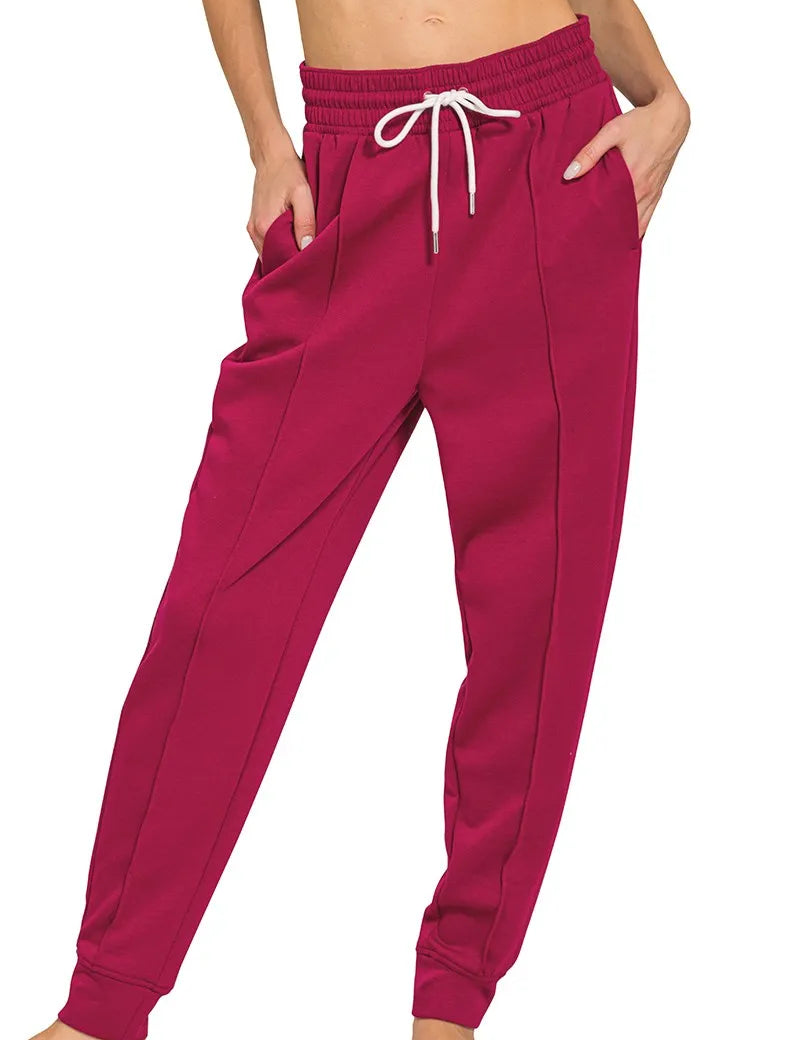 CABERNET Zenana Drawstring Scuba Sweatpants with Pockets Cabernet | Sweatpants Daverri Fashions