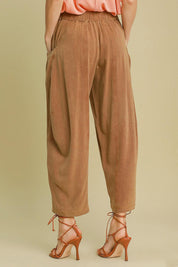 Umgee Elastic Waist Baggy Fit Pants with Pockets | Pants Daverri Fashions