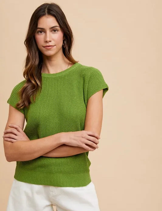 Moss Annie Wear Round Neck Short Sleeve Sweater | Sweaters Daverri Fashions