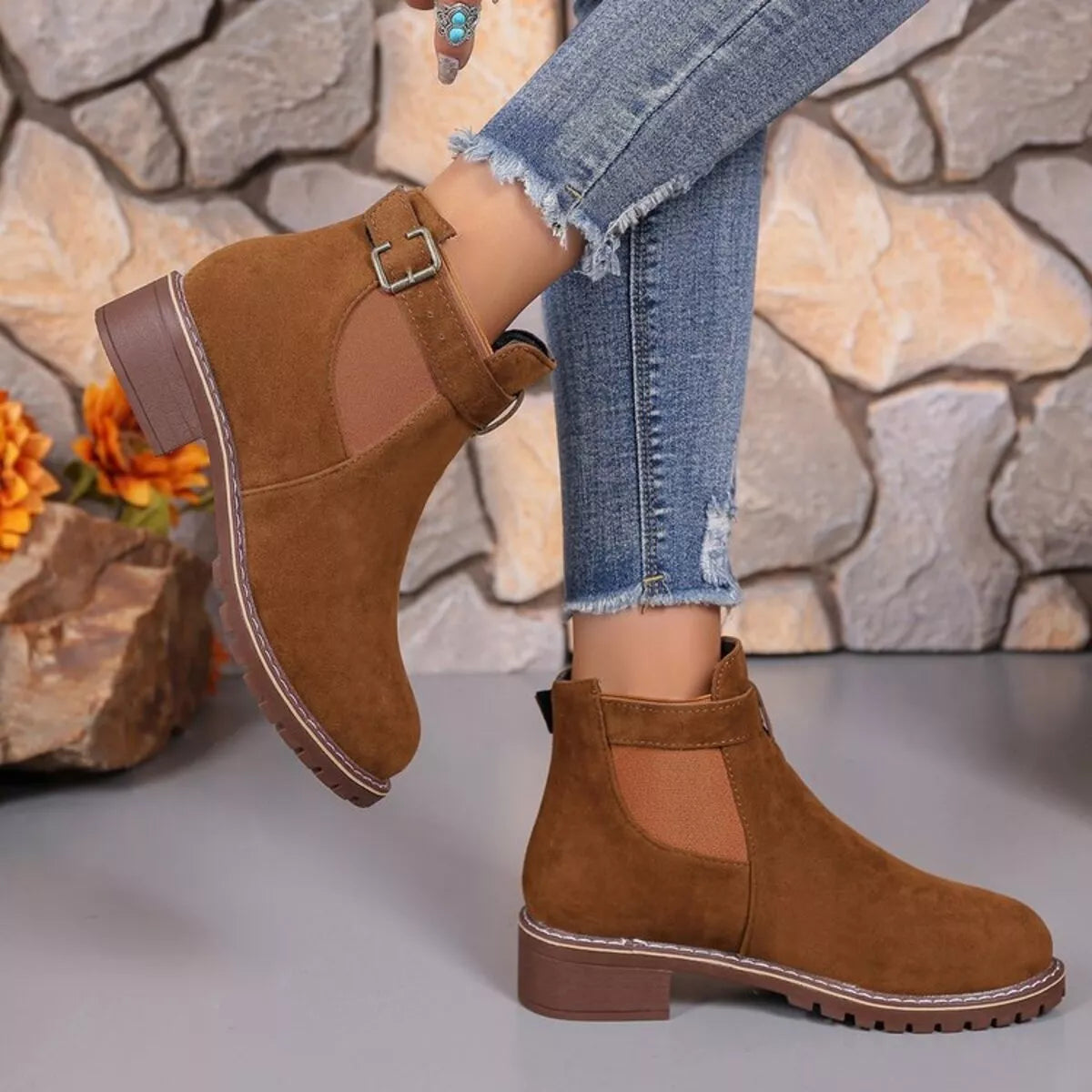 Round Toe Block Heels Boots | Boots Daverri Fashions