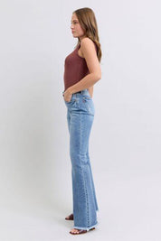 Judy Blue Full Size Raw Hem High Rise Bootcut Jeans | Jeans Daverri Fashions