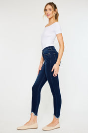 Kancan Full Size High Rise Frayed Ankle Skinny Jeans | Daverri Fashions