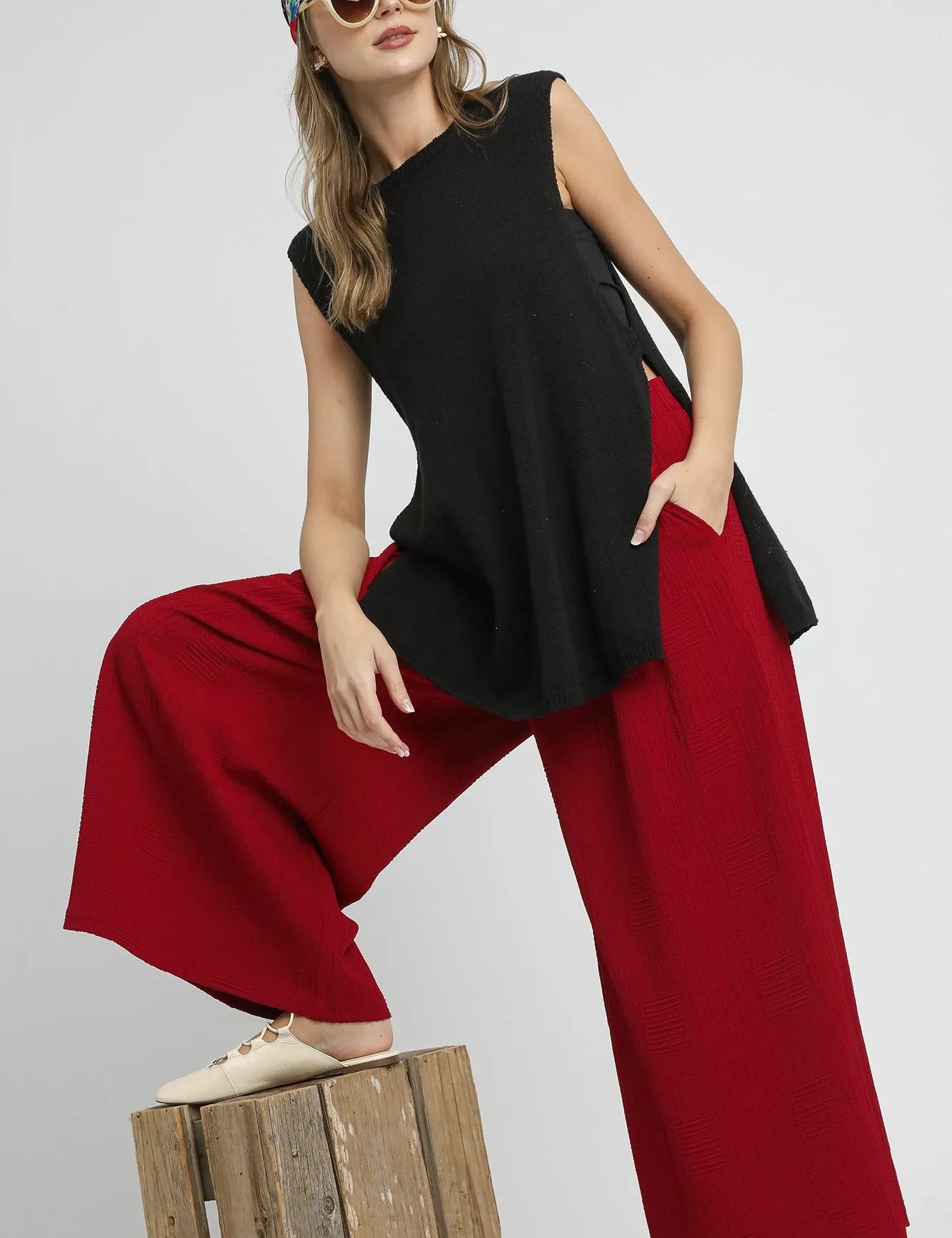 Umgee Elastic Waist Wide Leg Pants | Pants Daverri Fashions