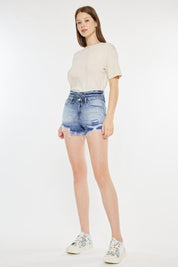 Kancan High Rise Frayed Hem Denim Shorts | Denim Shorts Daverri Fashions