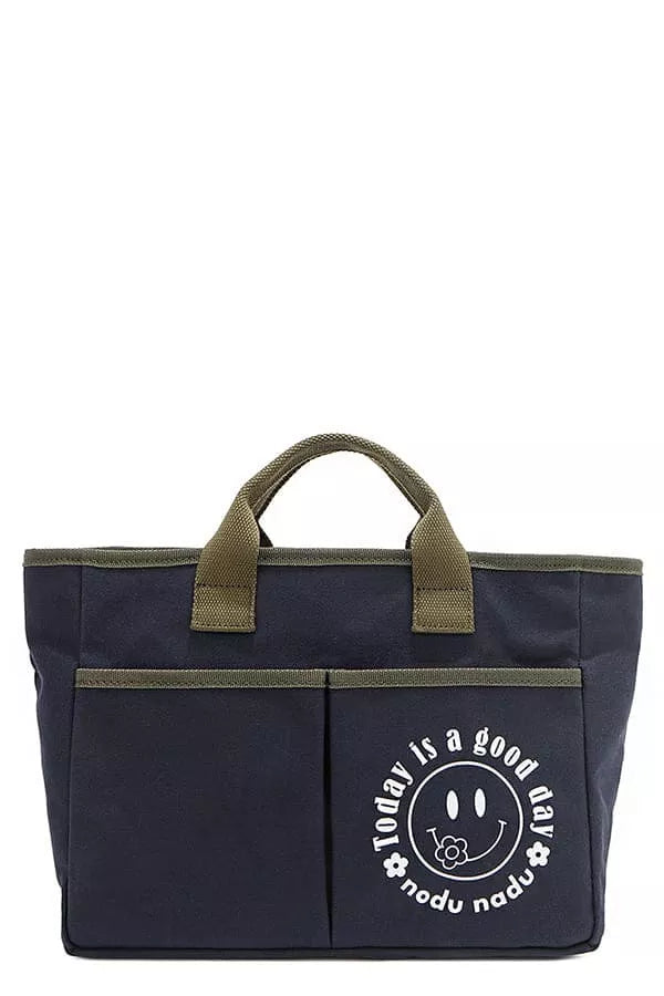 NAVY One Size Canvas Tote Bag | Handbags Daverri Fashions