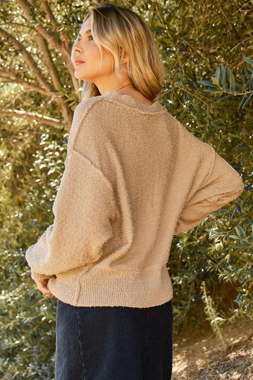 And The Why Button Down Popcorn Sweater Cardigan | Sweaters Daverri Fashions