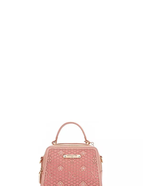 PINK One Size Vegan Geometric Pattern Structured Handbag | Handbags Daverri Fashions