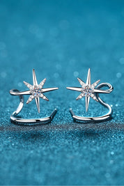 Moissanite Star Rhodium-Plated Earrings | Earrings Daverri Fashions