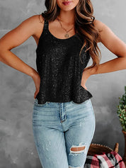 Sequin Scoop Neck Tank | Tank Tops Daverri Fashions
