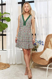ADORA Lace Detail V-Neck Sleeveless Mini Dress | Mini Dresses Daverri Fashions