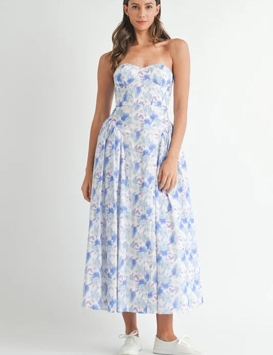 MABLE Sweetheart Neckline Floral Printed Midi Dress | Midi Dreses Daverri Fashions