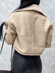 Sherpa Trim Cropped Jacket | Outerwear Daverri Fashions