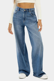 Dusty Blue High Waist Wide Leg Jeans | Jeans Daverri Fashions
