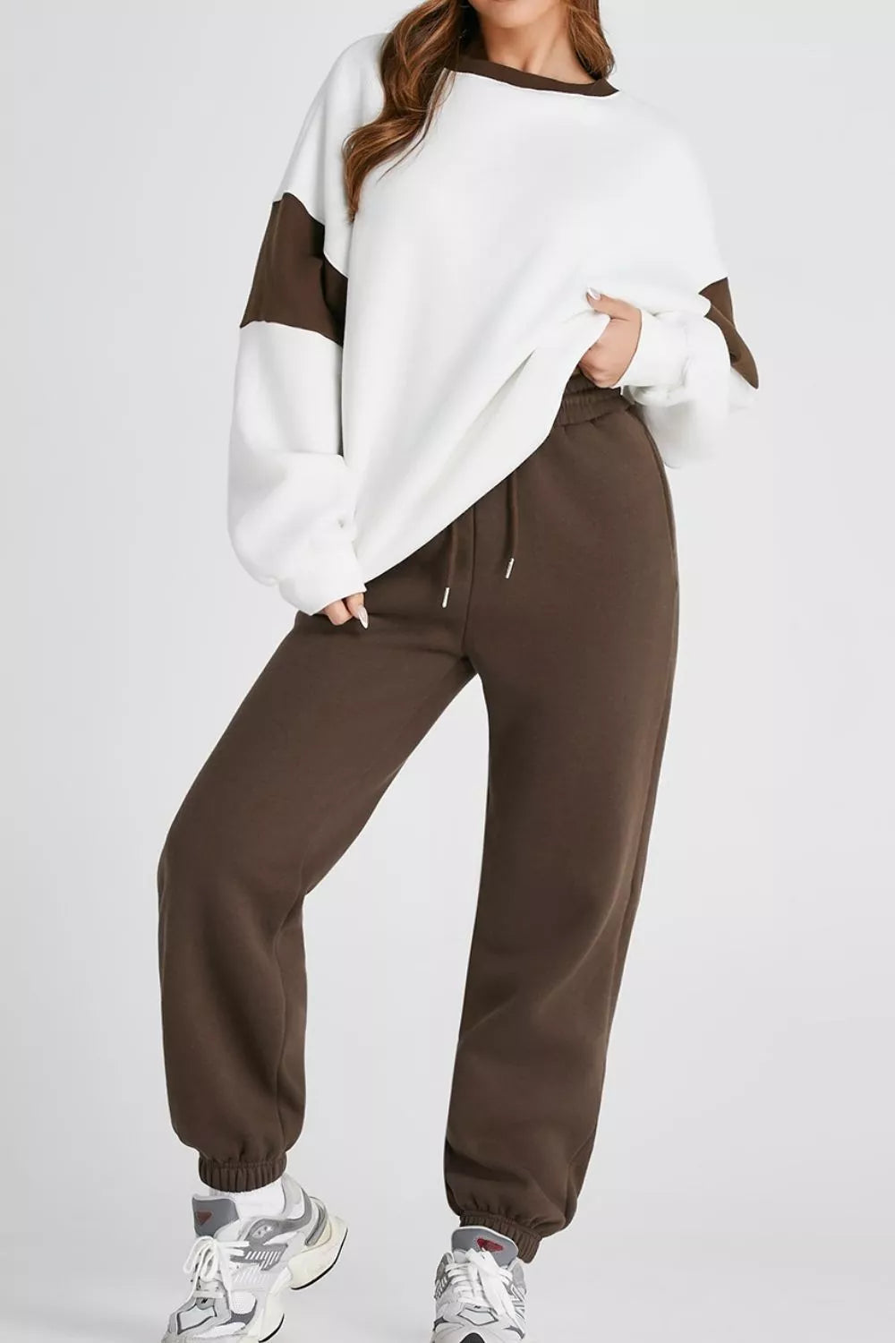 Drop Shoulder Loose Sweatshirt and Joggers Active Set | Loungewear sets Daverri Fashions