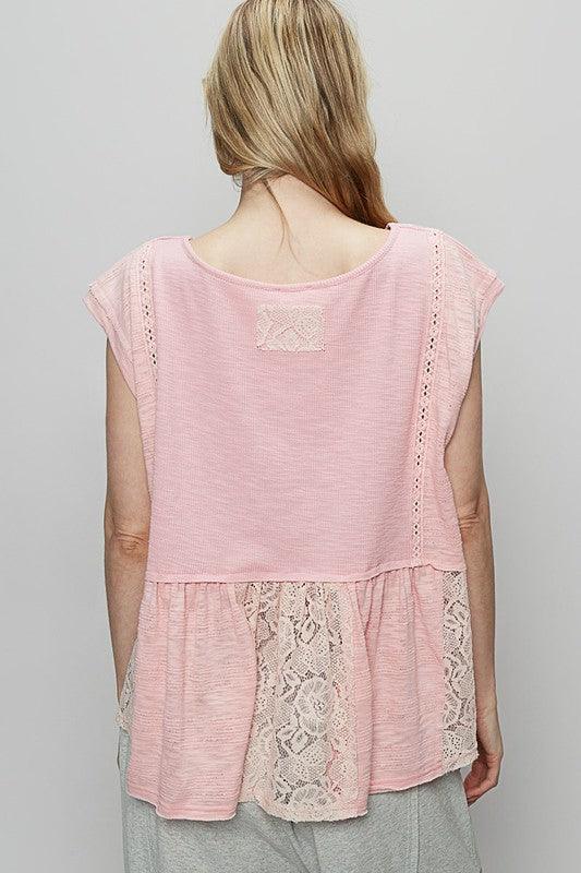 POL Embroidered Detail Boat Neck Cap Sleeve Lace Blouse | Blouses Daverri Fashions
