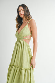 MABLE Cutout Waist Backless Maxi Dress | Daverri Fashions