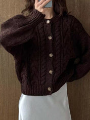 Cable Knit Button-Down Cardigan | Cardigans Daverri Fashions
