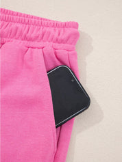 Solid Color Collared Pullover and Central Seam Pants Set | Loungewear Sets Daverri Fashions