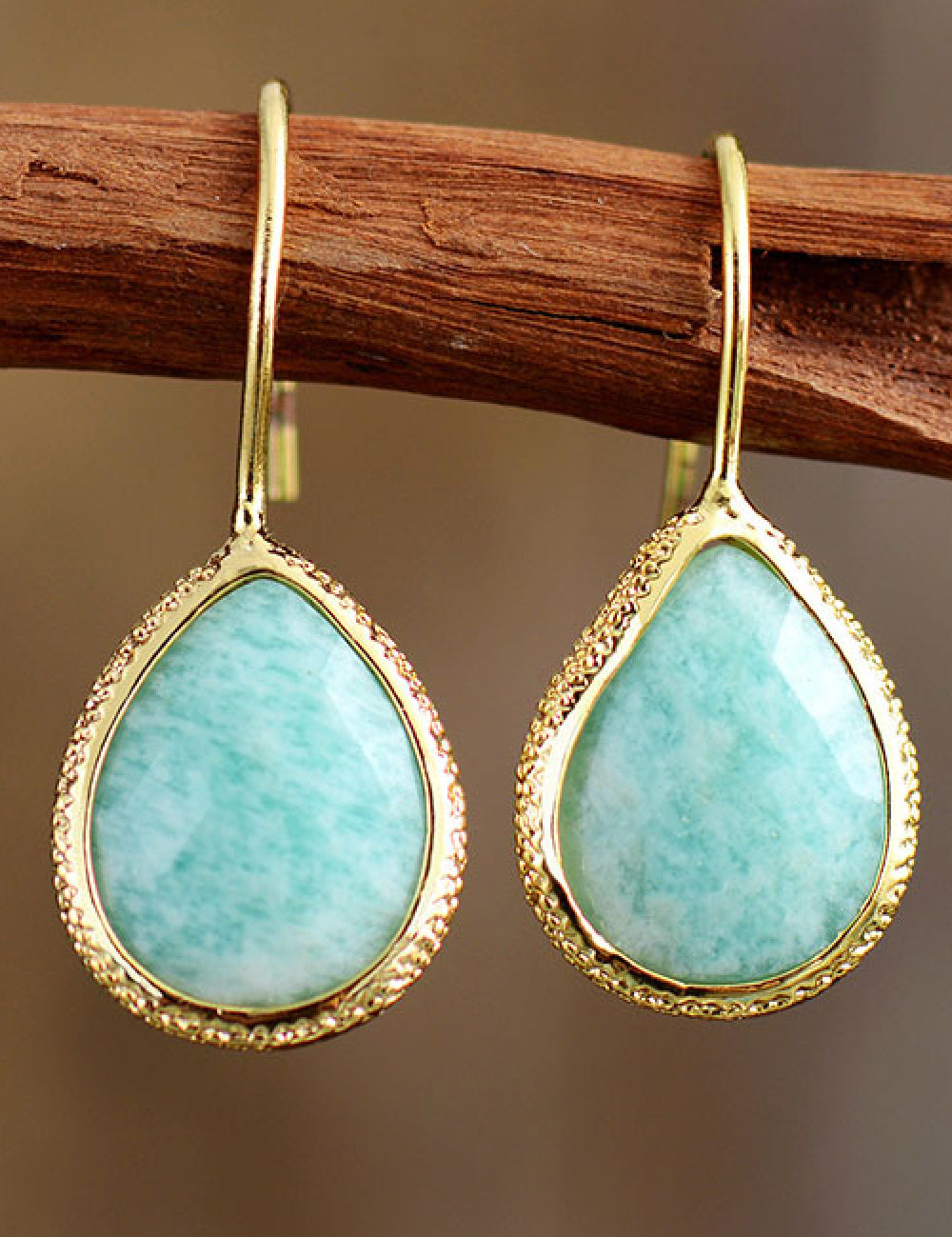 Aqua One Size Handmade Natural Stone Teardrop Earrings | Earrings Daverri Fashions