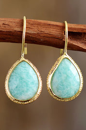 Aqua One Size Handmade Natural Stone Teardrop Earrings | Earrings Daverri Fashions