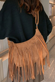Suede Fringe Adjustable Strap Shoulder Bag | Handbags Daverri Fashions
