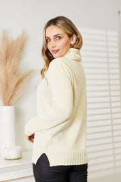 Heimish Full Size Long Sleeve Turtleneck Sweater with Side Slit | Sweaters Daverri Fashions