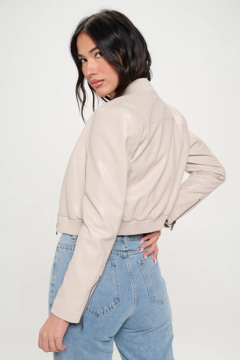 Coalition LA Zip Up Cropped Bomber Jacket | Jackets Daverri Fashions
