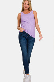 Zenana Ribbed Round Neck Tank | Tank Tops Daverri Fashions