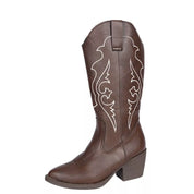Western Embroidered Mid-Calf Boots | Boots Daverri Fashions