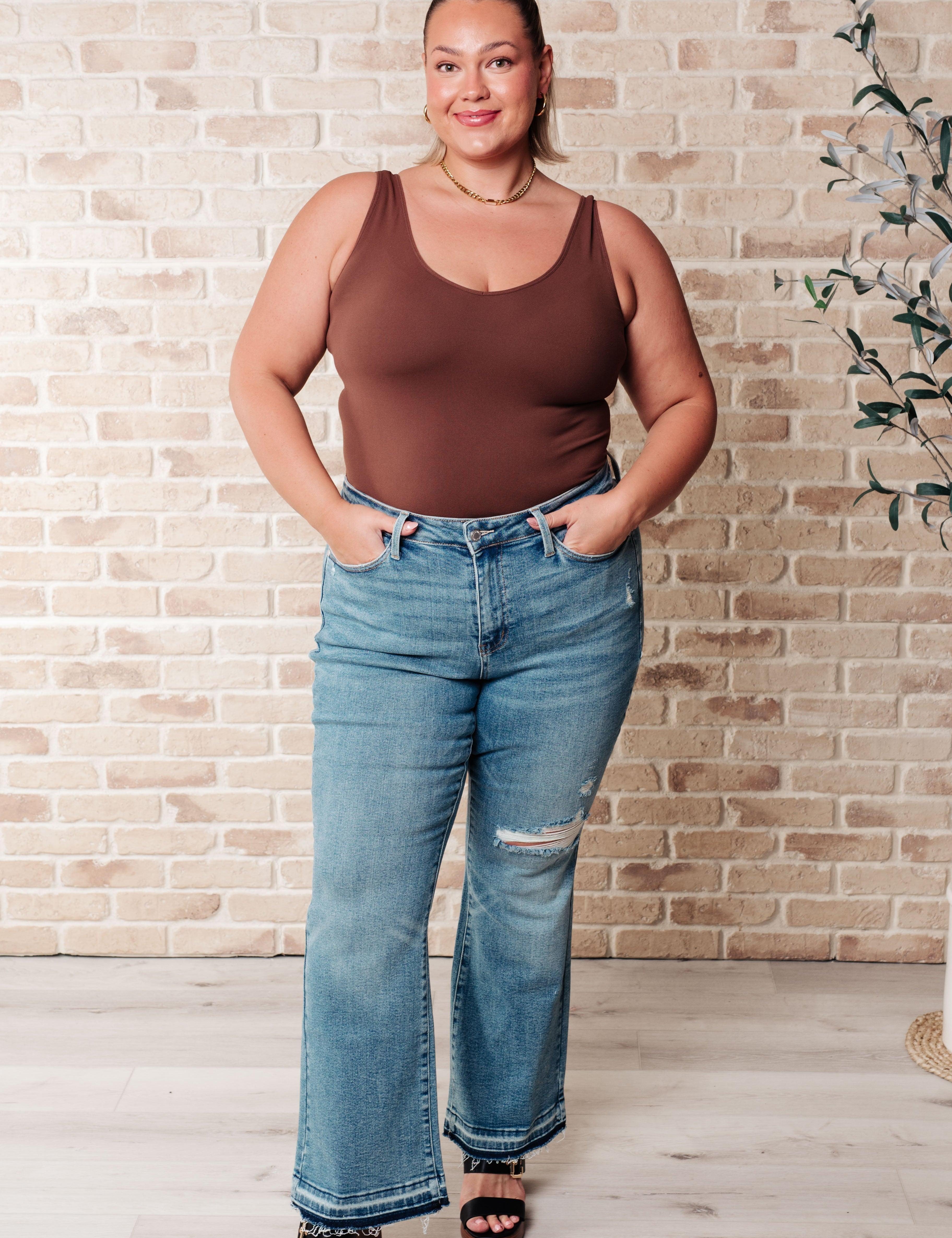 Isla Mid Rise Distressed Released Hem Bootcut Jeans | Womens Daverri Fashions