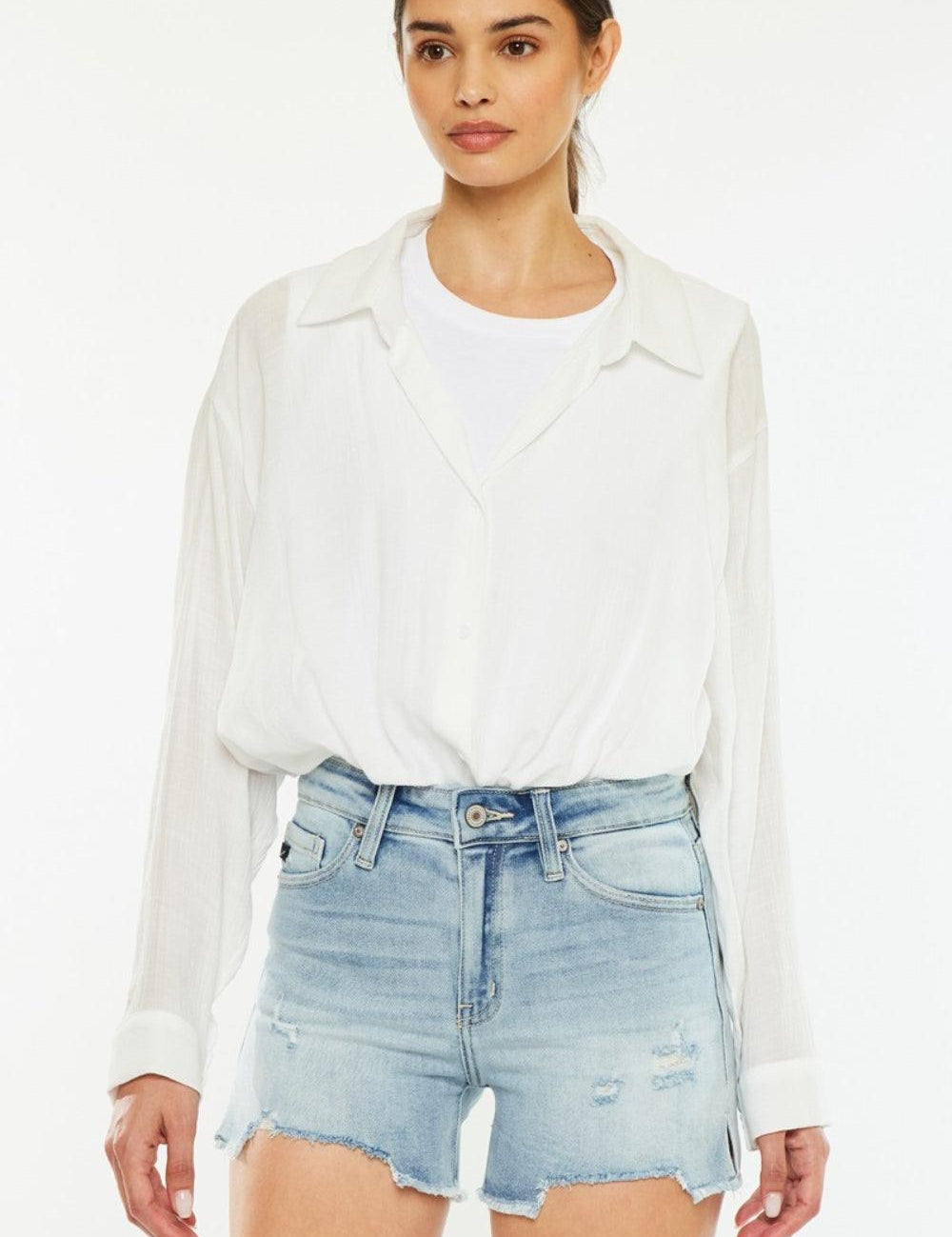 Medium Kancan High Rise Side Slit Denim Shorts | Denim Shorts Daverri Fashions