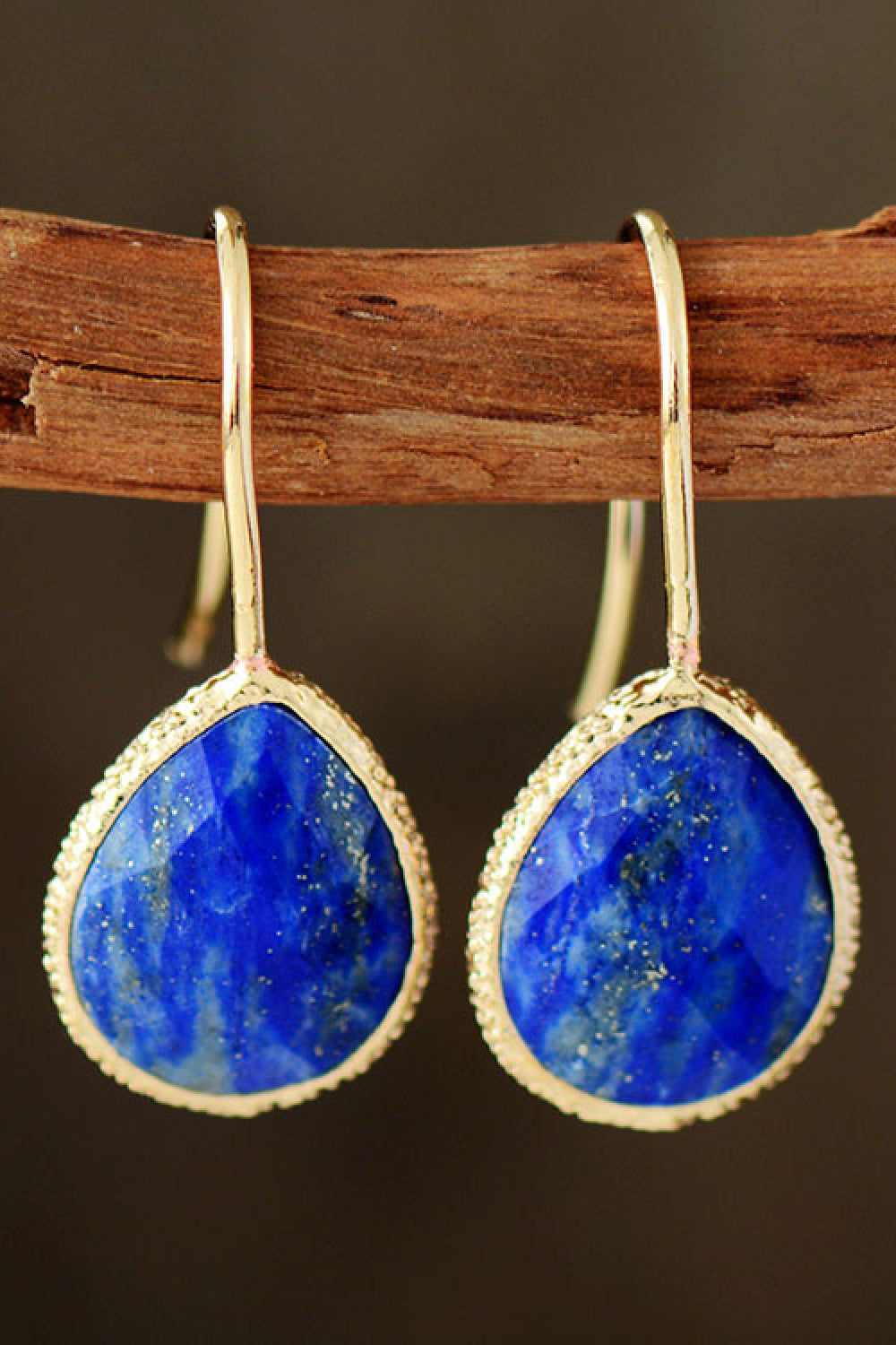 Royal Blue One Size Handmade Natural Stone Teardrop Earrings | Earrings Daverri Fashions