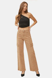 RISEN Full Size High Rise Wide Leg Cargo Jeans | Daverri Fashions
