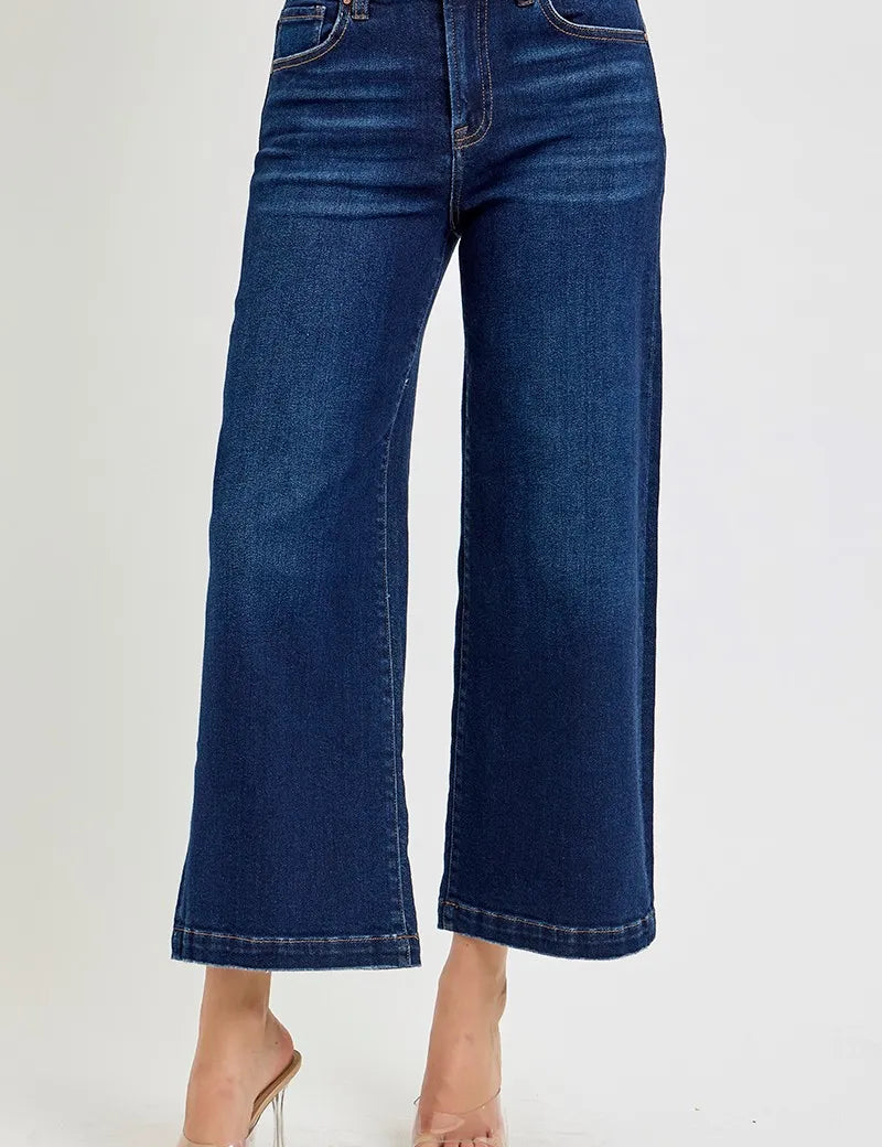 RISEN High Rise Crop Wide Jeans | Jeans Daverri Fashions