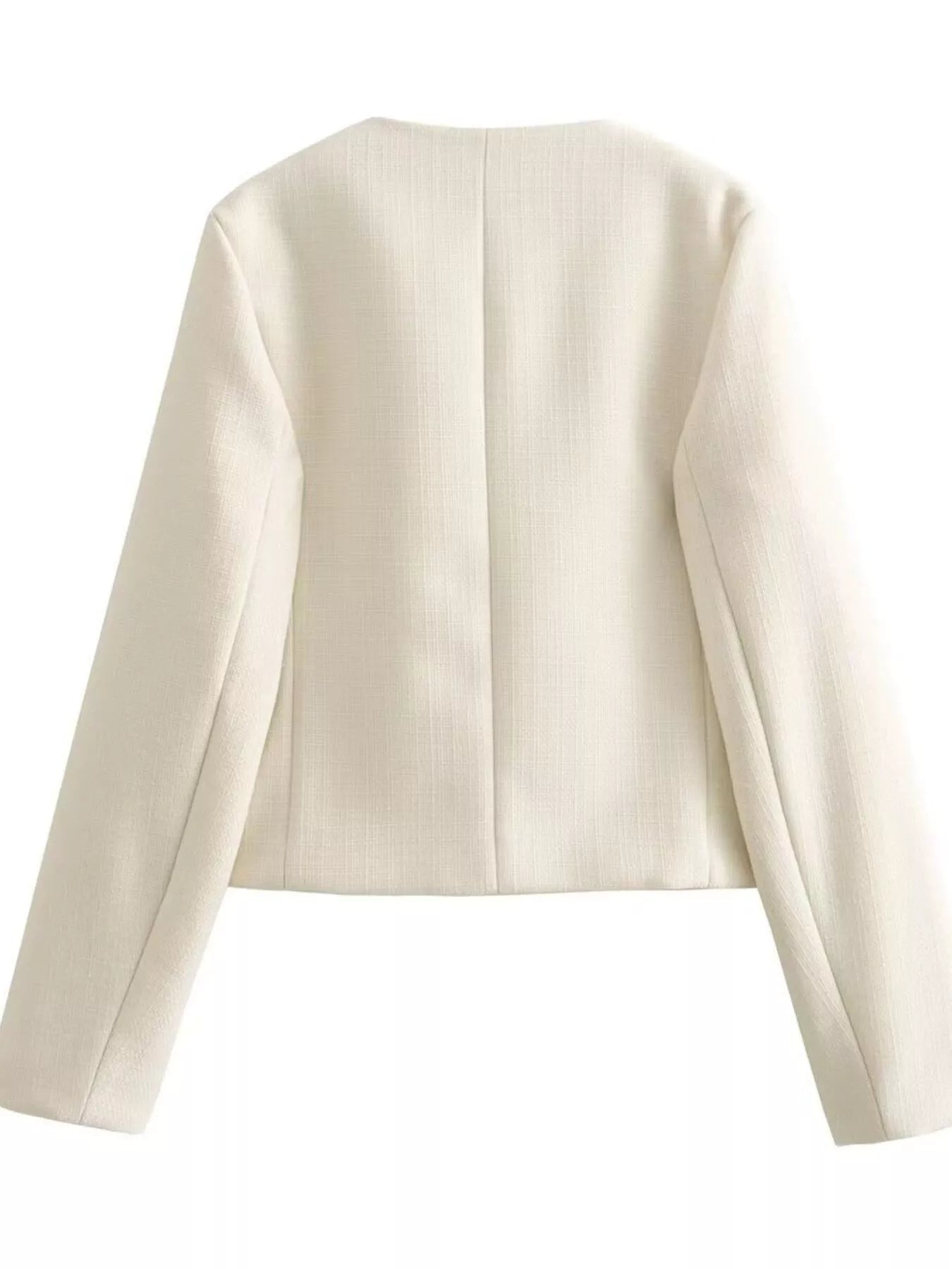 Tweed Button Up Cropped Jacket | Jackets Daverri Fashions