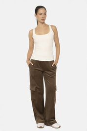Mono B Elastic Waist Corduroy Cargo Pants | Daverri Fashions