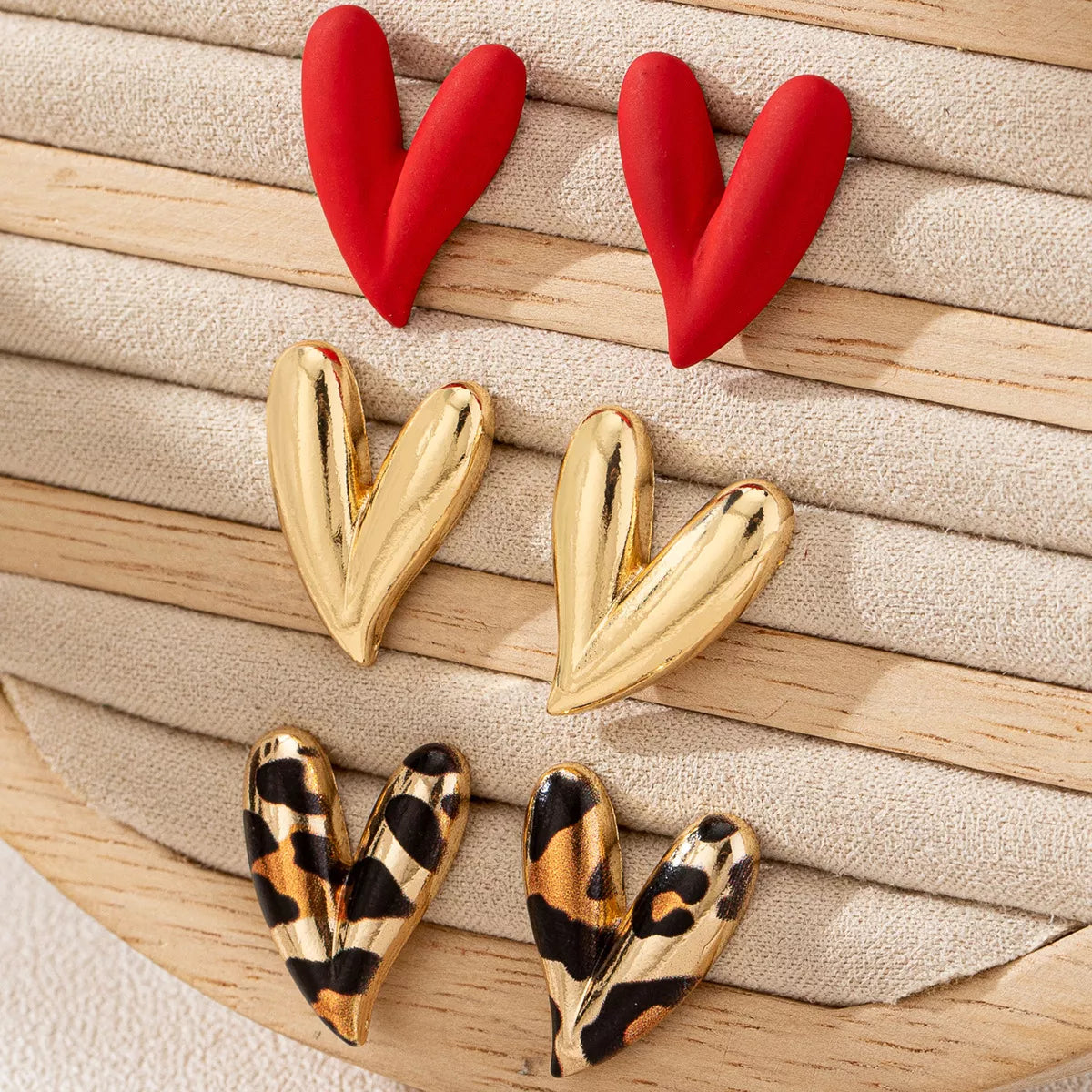 4 Pair Heart Stud Earrings | Earrings Daverri Fashions