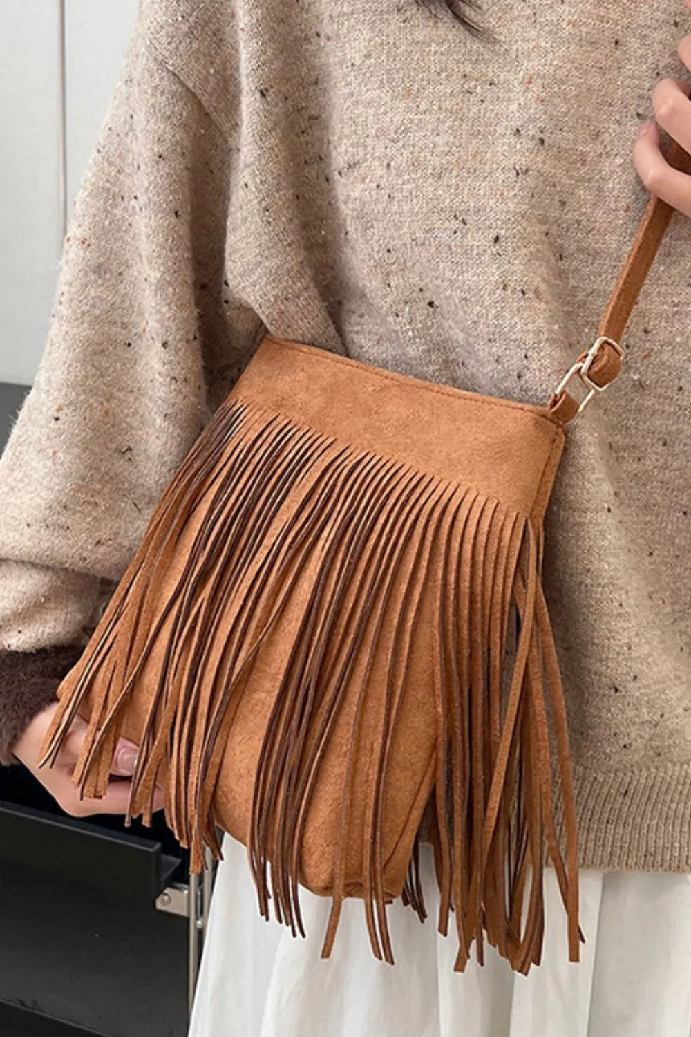Suede Fringe Shoulder Bag | Handbags Daverri Fashions