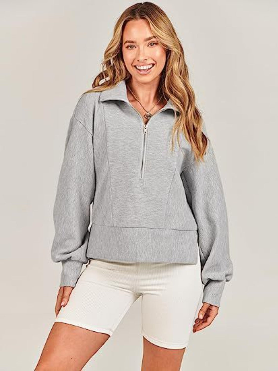 Half Zip Up Collared Sweatshirt | Sweatshirts Daverri Fashions