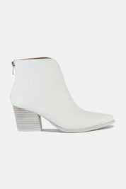 Beast Fashion PU Leather Block Heel Boots with Back Zippers | Boots Daverri Fashions