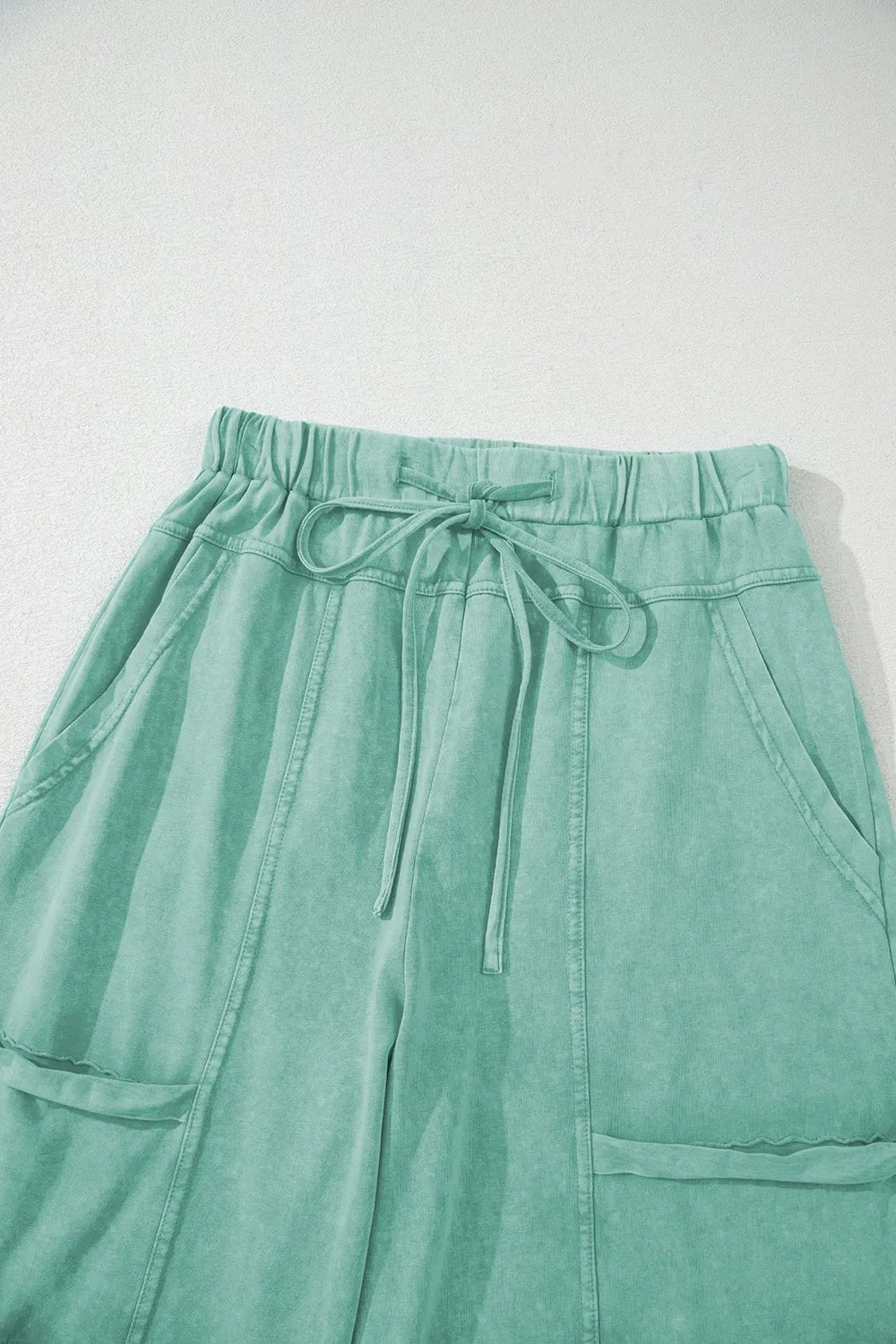 Mineral Wash Exposed Seam Drawstring High Waist Wide Leg Cargo Pants | Loungewear Bottoms Daverri Fashions