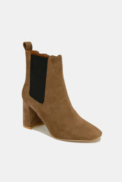 Beast Fashion Faux Suede Block Heel Chelsea Boots with Elastic Side Panel | Boots Daverri Fashions