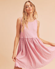 Pink Aemi + Co Round Neck Mini Tank Dress | Tank Dresses Daverri Fashions