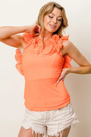 BiBi Merrow Frilled Strap With Neckline Tank Top | Tops Daverri Fashions