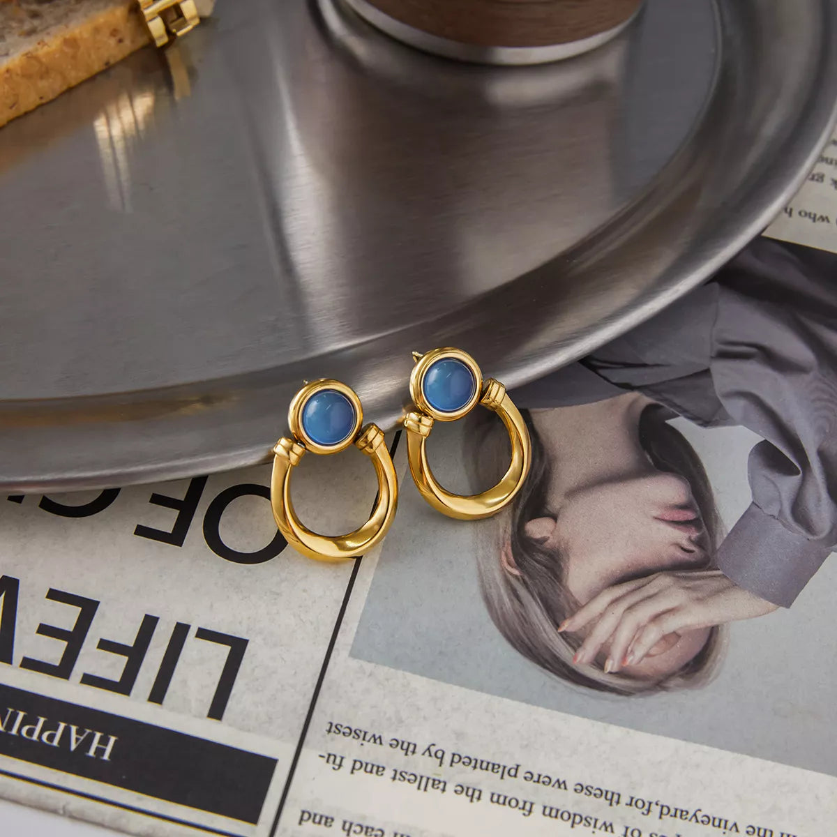 18K Gold-Plated Post Back Earrings | Earrings Daverri Fashions