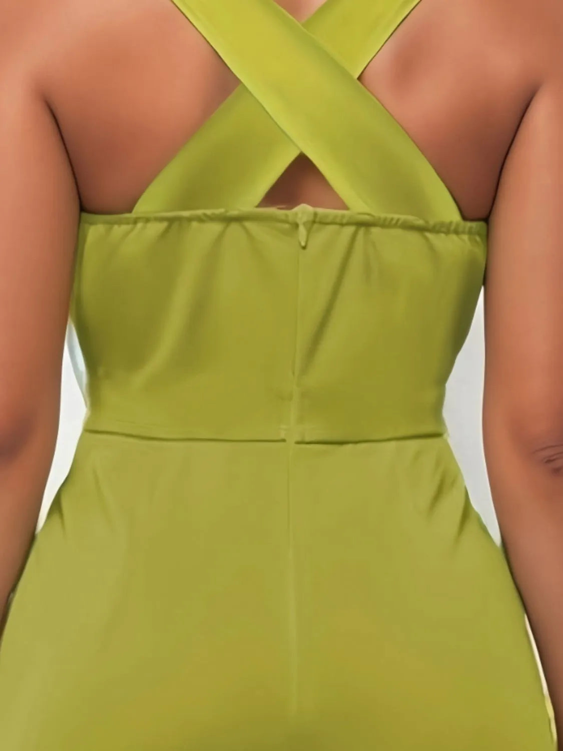 Crisscross Back Solid Color Sleeveless Romper | Rompers Daverri Fashions
