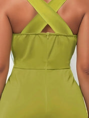 Crisscross Back Solid Color Sleeveless Romper | Rompers Daverri Fashions
