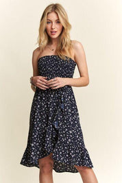 ADORA Smocked Floral Tube Dress with Pockets | Knee Length Dresses Daverri Fashions